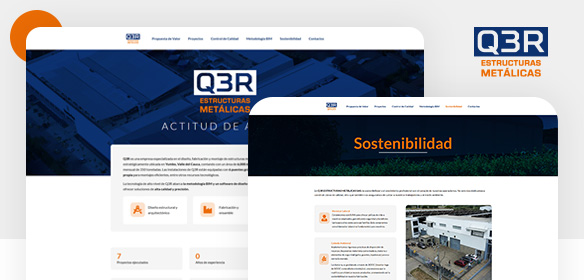 Rediseño de página web corporativa para Q3R Estructuras Metálicas — proyecto UI/UX desarrollado por Steven Vargas en WordPress con Divi y código custom